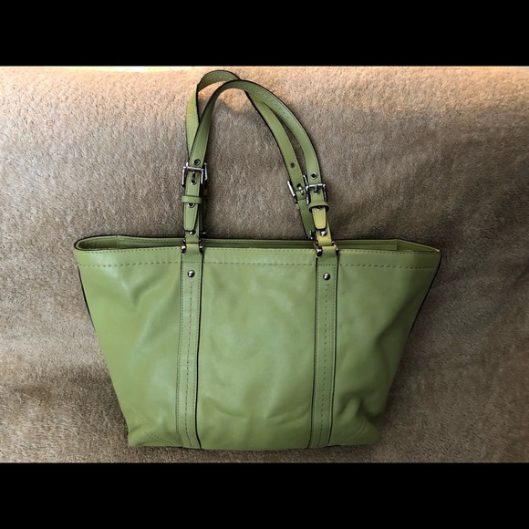 Large lime green Coach purse - Picture 2 of 8